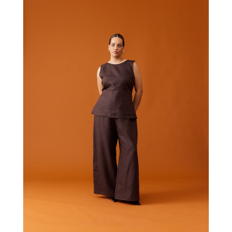 ANDIE LINEN PANT JAVA|4|6|8|10|12|14|16|18|20