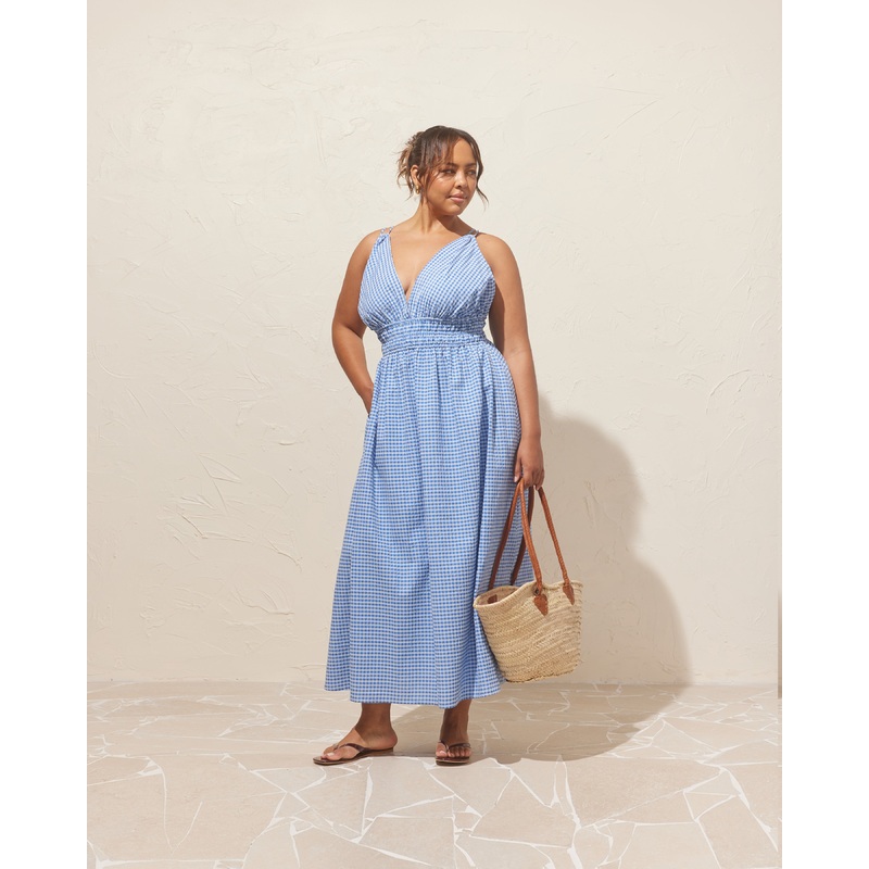 HERO MAXI DRESS BLUE GINGHAM|4|6|8|10|12|14|16|18|20
