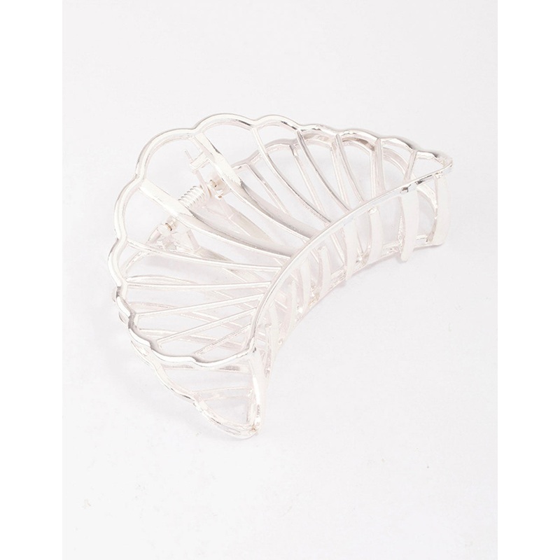 Silver Shell Cut-Out Hair Claw Clip