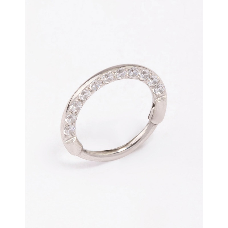 Surgical Steel Cubic Zirconia Clicker Earring 7mm