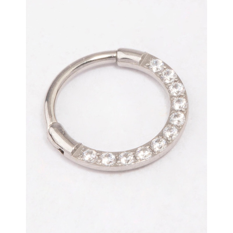 Surgical Steel Cubic Zirconia Clicker Earring 7mm