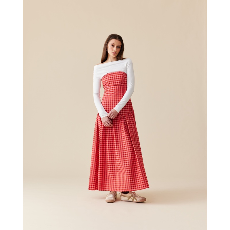 TRULLI MAXI DRESS RED TARTAN|4|6|8|10|12|14|16|18|20