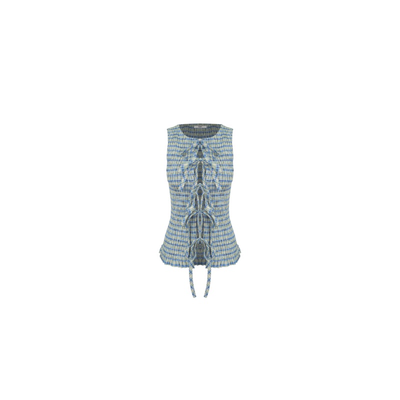 TRULLI TIE TOP BLUE YELLOW CHECK