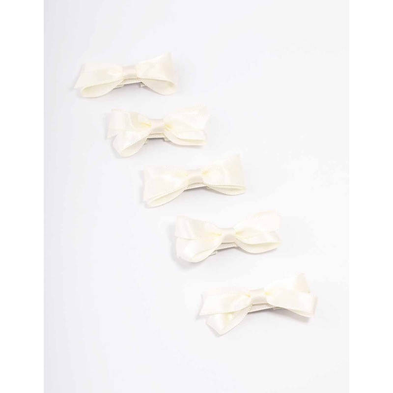 White Mini Hair Bows 5-Pack