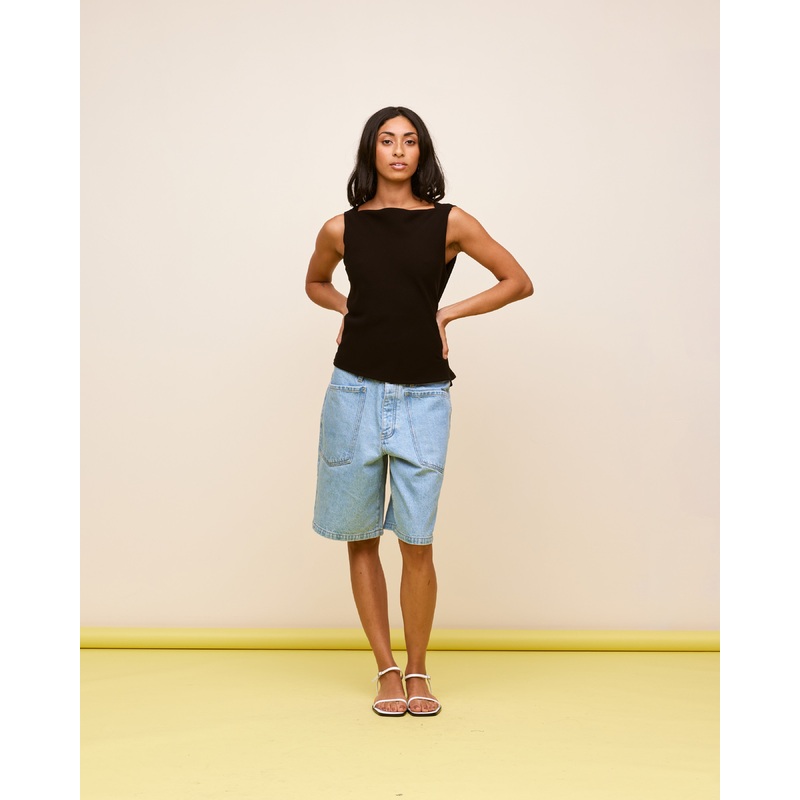 FIREBIRD COWL SLEEVELESS TOP BLACK