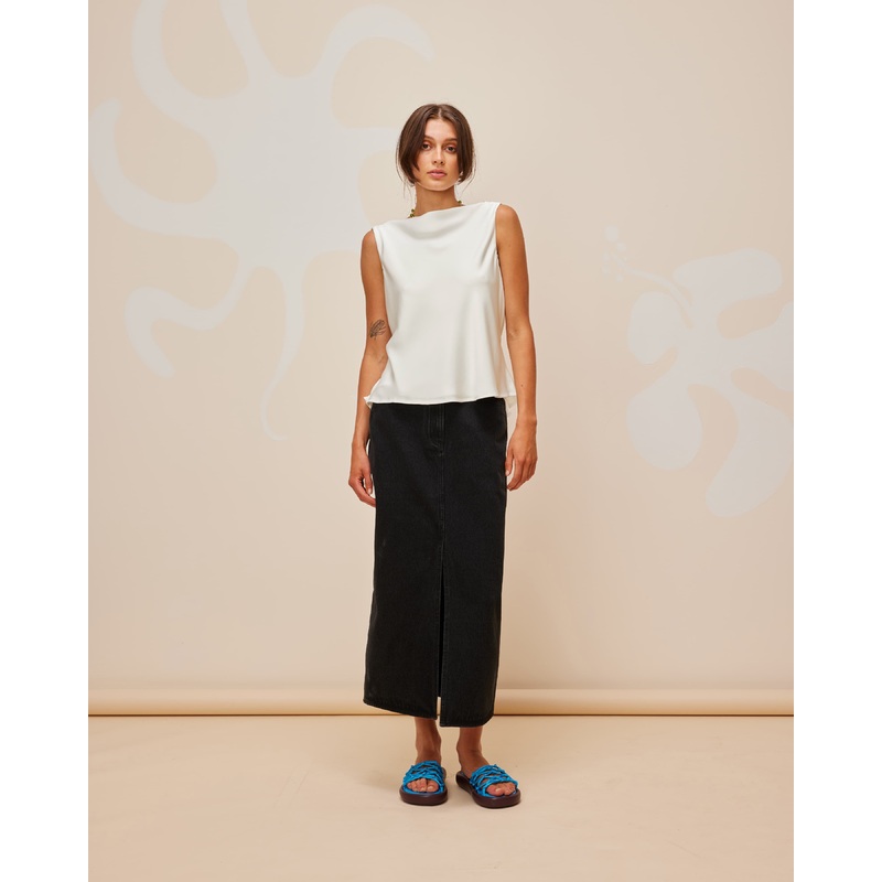 FIREBIRD COWL SLEEVELESS TOP IVORY