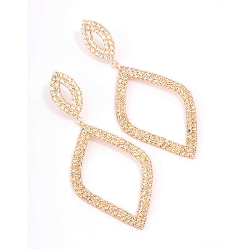 Gold Classic Diamante Studs 8-Pack