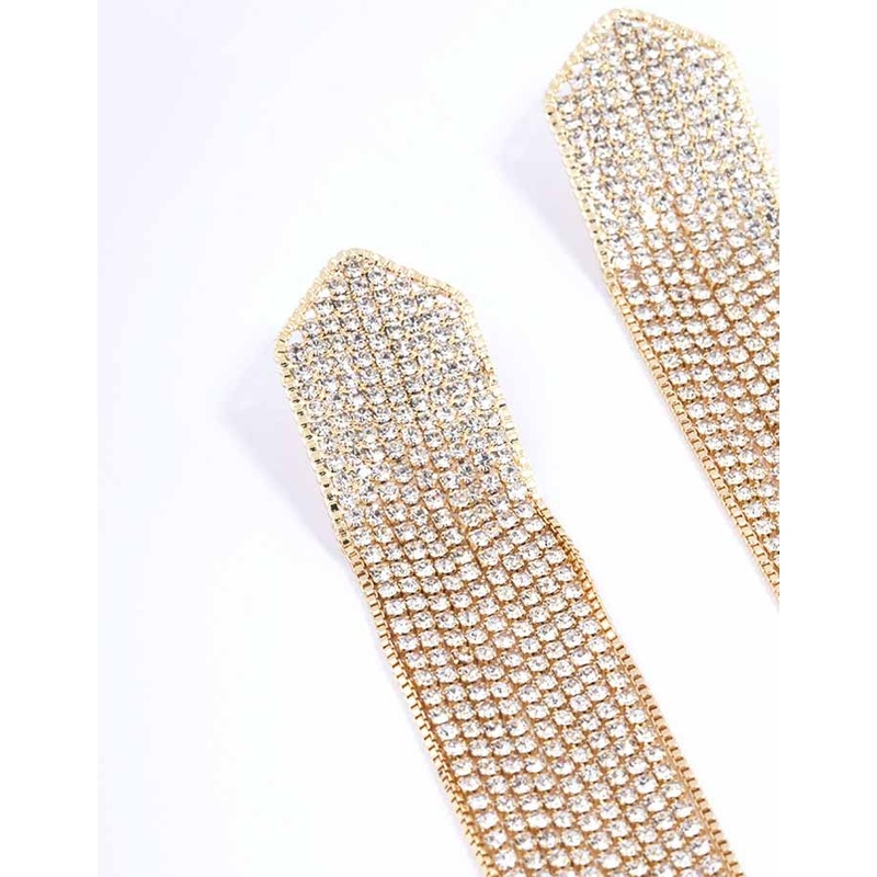 Gold Multi Chain Pointed Drop Earrings