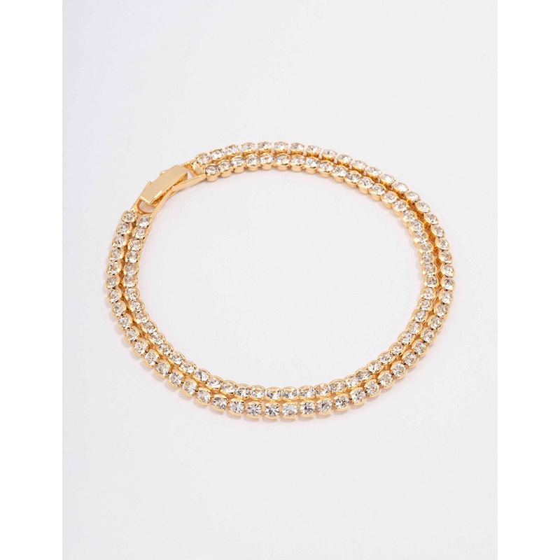 Gold Plated Brass Double Classic Tennis Bracelet