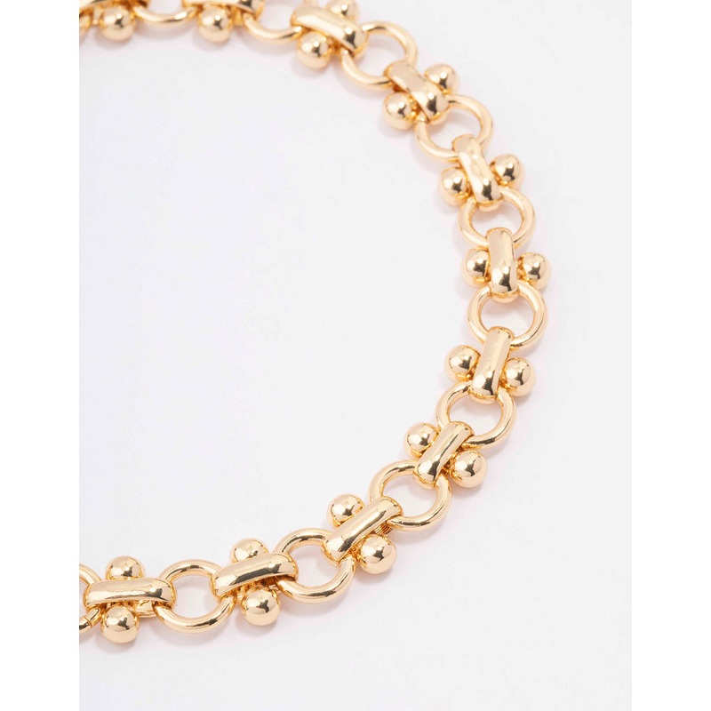Gold Plated Brass Interlocking Chain Bracelet