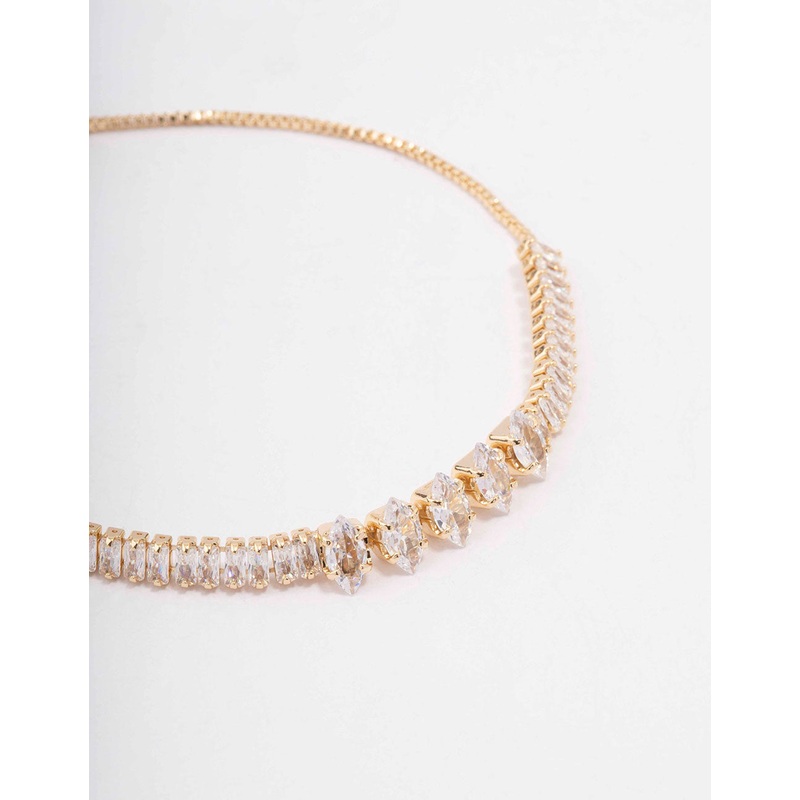 Gold Plated Brass Marquise Baguette Bracelet