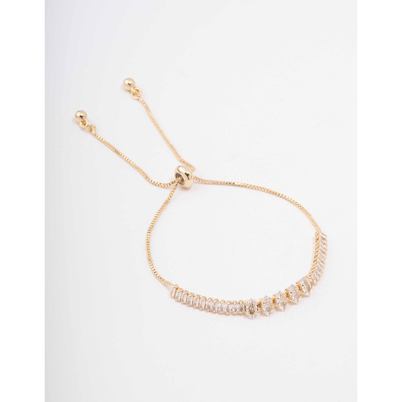 Gold Plated Brass Marquise Baguette Bracelet
