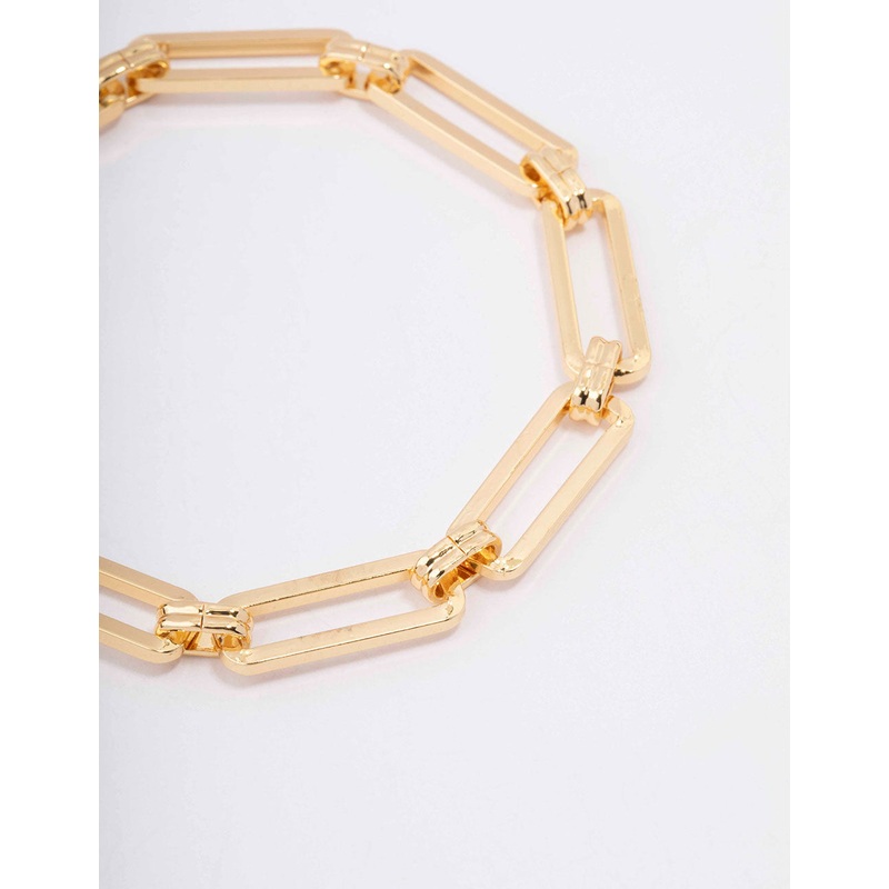 Gold Plated Brass Rectangular Link Bracelet