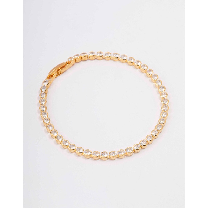 Gold Plated Brass Single Classic Tennis Bracelet