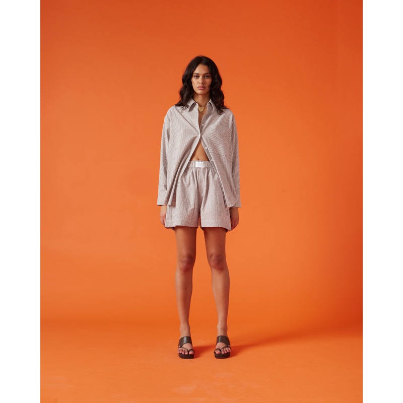 IDA SHIRT BROWN STRIPE|4|6|8|10|12|14|16|18|20