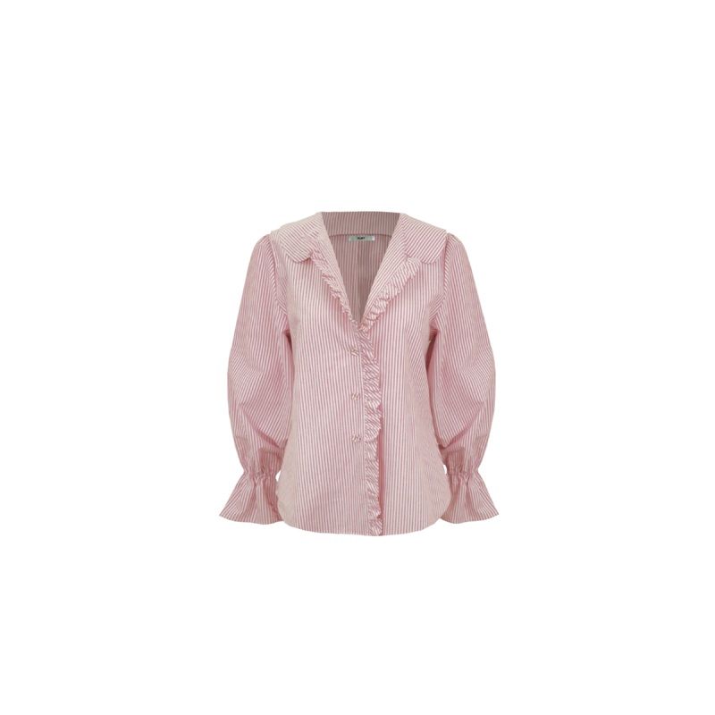 SANDLER RUFFLE SHIRT RED STRIPE