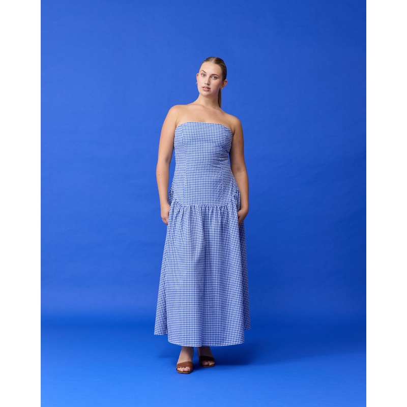 TRULLI MAXI DRESS COBALT GINGHAM