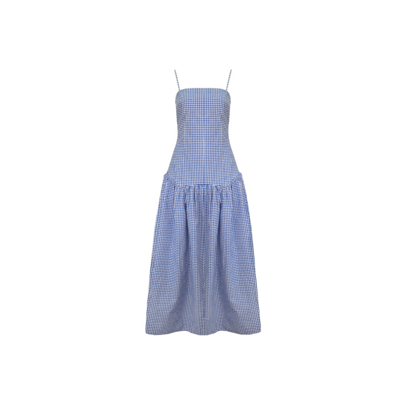 TRULLI MAXI DRESS COBALT GINGHAM