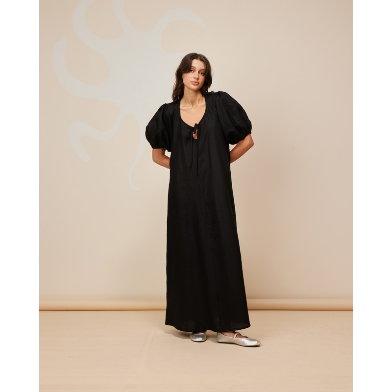 ANGEL LINEN MAXI DRESS BLACK|XS|S|M|L|XL