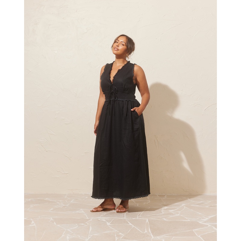 BENNY TIE DRESS BLACK|4|6|8|10|12|14|16|18|20