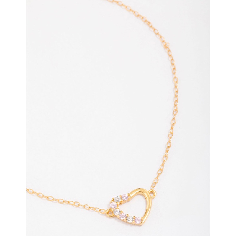 Gold Plated Sterling Silver Cubic Zirconia Heart Bracelet