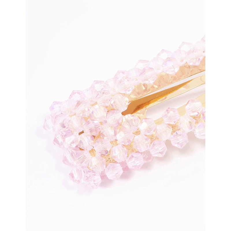 Pink Facet Beaded Hair Clip Pack