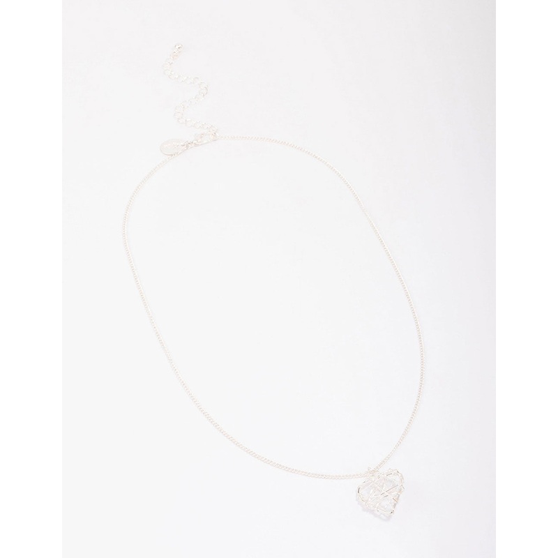 Silver Wrapped Heart Pendant Necklace