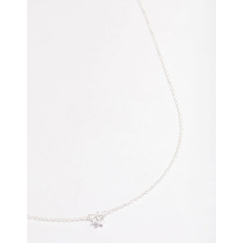 Sterling Silver Cubic Zirconia Dainty Pendant Necklace