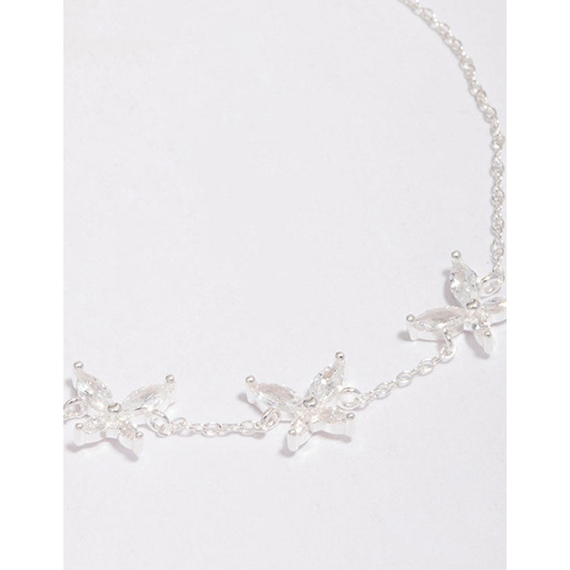 Sterling Silver Cubic Zirconia Triangular Butterfly Bracelet