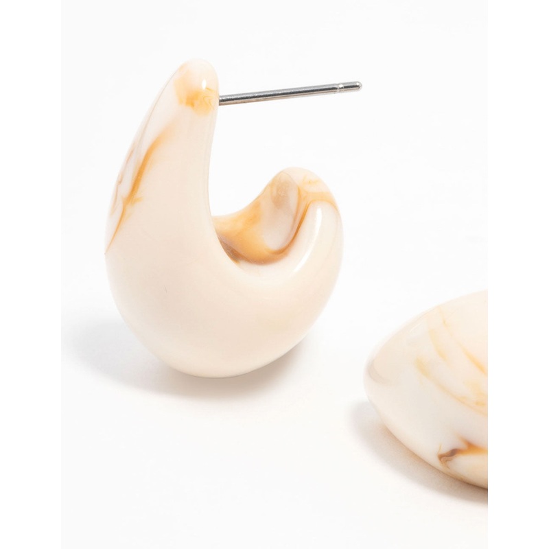Cream Marble Teardrop Earrings