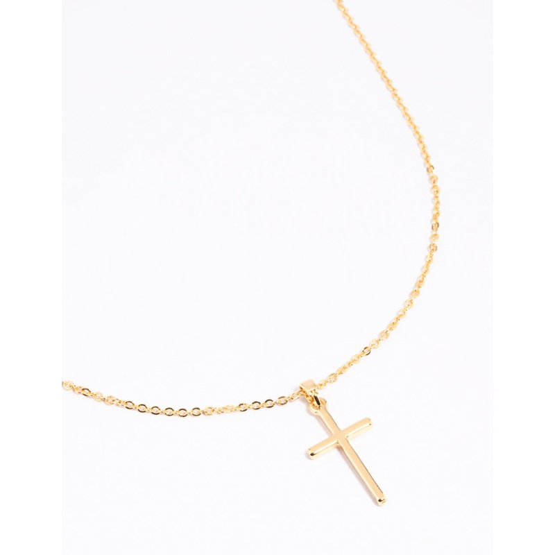 Gold Plated 45cm Cross Necklace