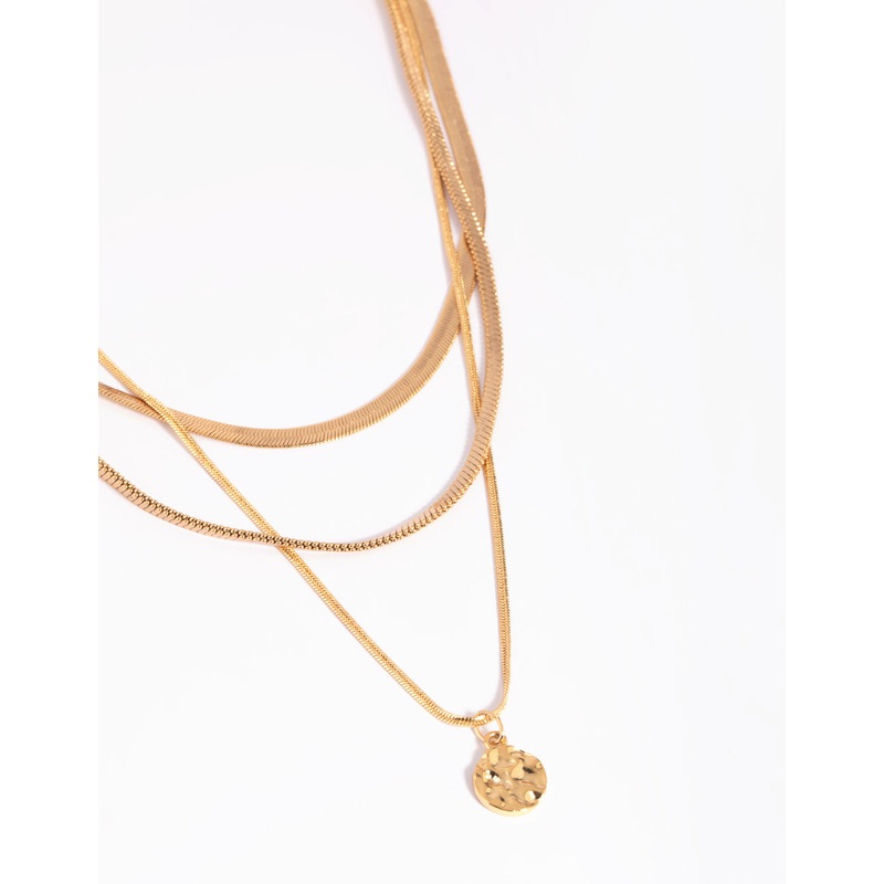 Gold Plated Snake Chain & Disc Necklace Pack