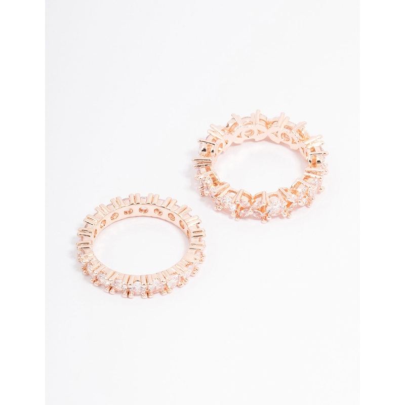 Rose Gold Flower Band Stacking Ring Set