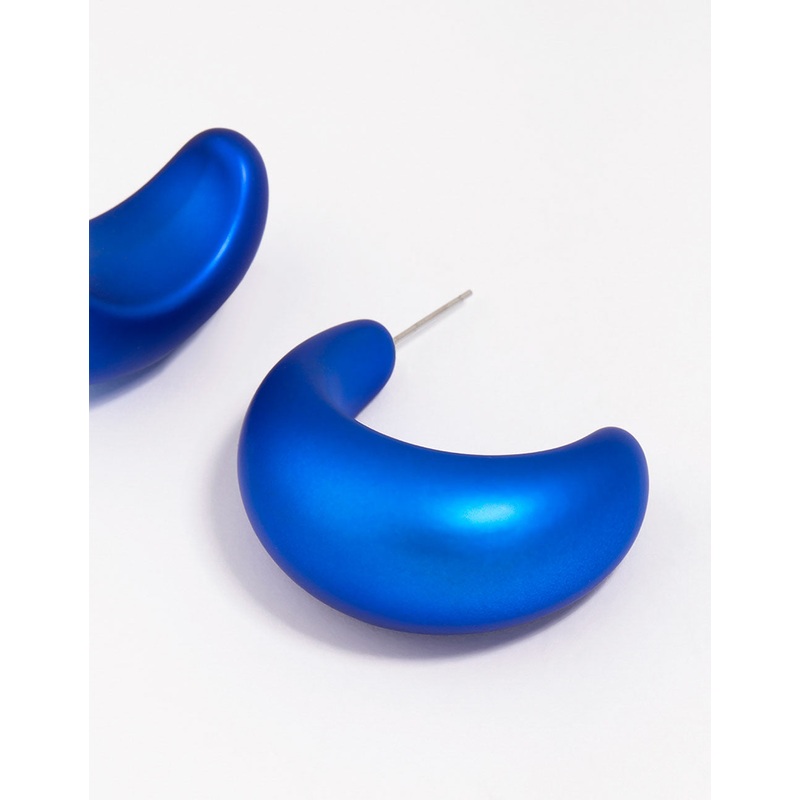 Blue Iridescent Chubby Hoop Earrings