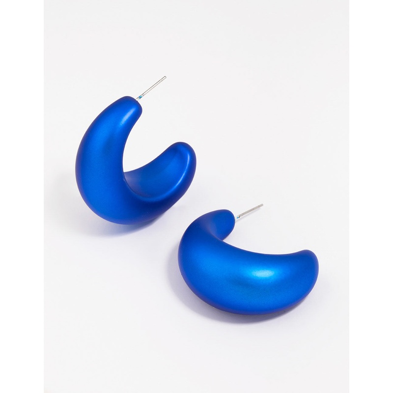 Blue Iridescent Chubby Hoop Earrings