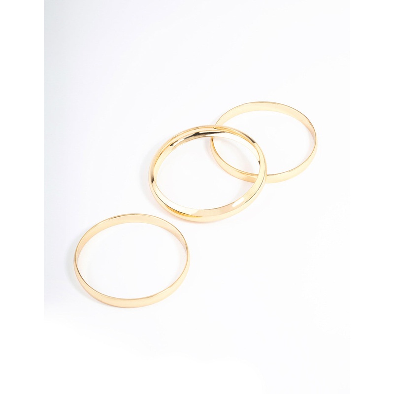 Gold Plated Classic Medium Smooth Bangle Pack