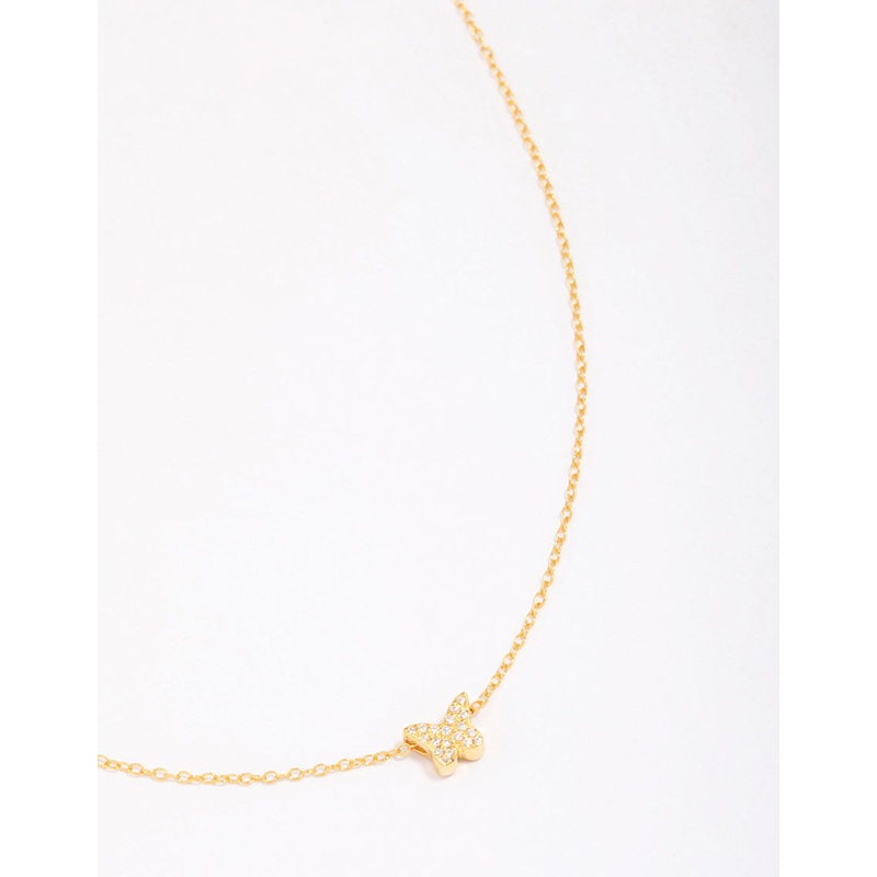 Gold Plated Sterling Silver Butterfly Pendant Necklace