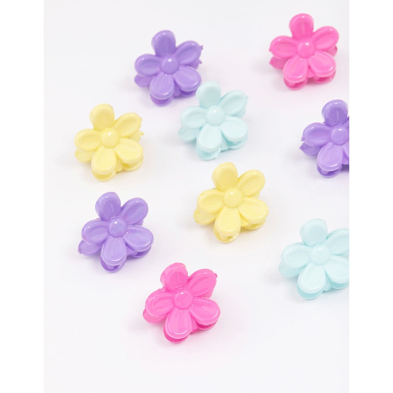 Kids Pastel Flower Mini Hair Claw Clip 10-Pack