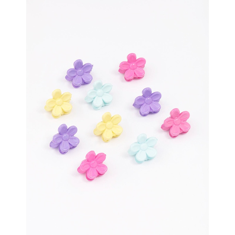 Kids Pastel Flower Mini Hair Claw Clip 10-Pack