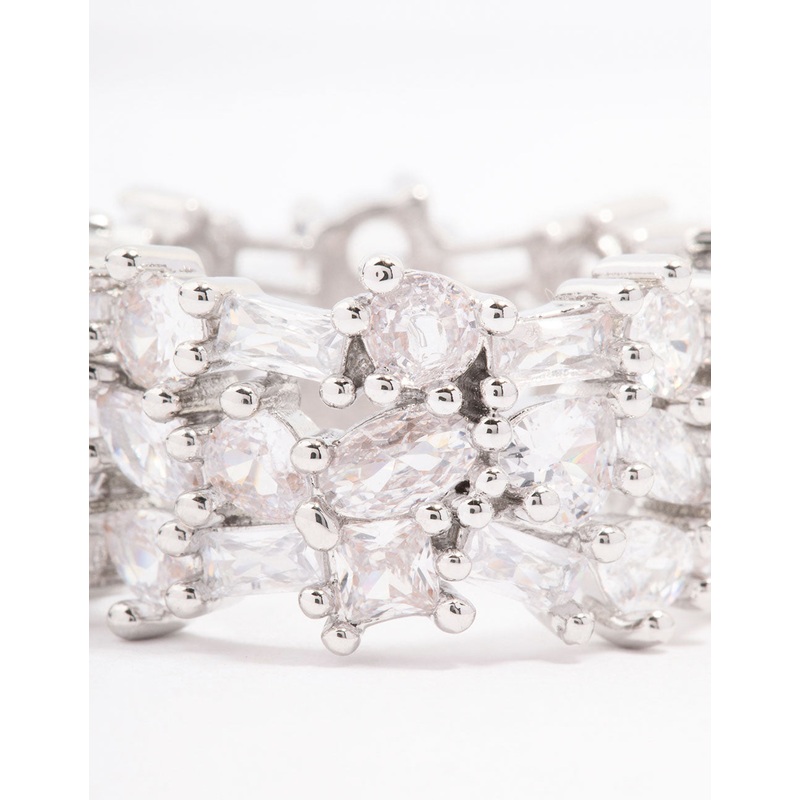 Silver Mixed Stone Cubic Zirconia Band Ring