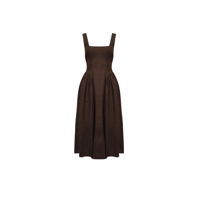 BRIDGETTE LINEN DRESS JAVA|4|6|8|10|12|14|16|18|20