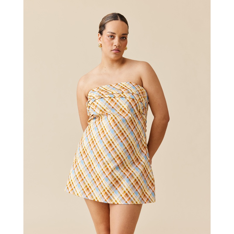 CHER MINI DRESS YELLOW TARTAN|4|6|8|10|12|14|16|18|20