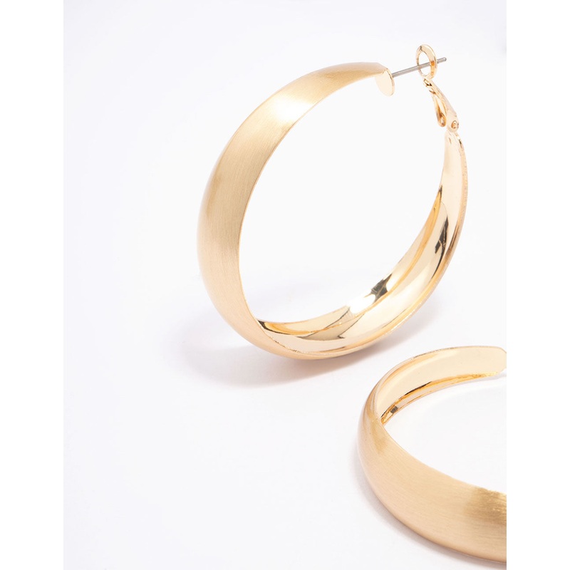 Gold Large Matte Hoop Earrings