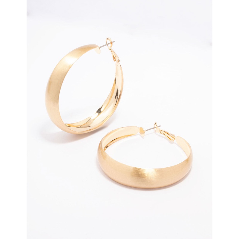 Gold Large Matte Hoop Earrings