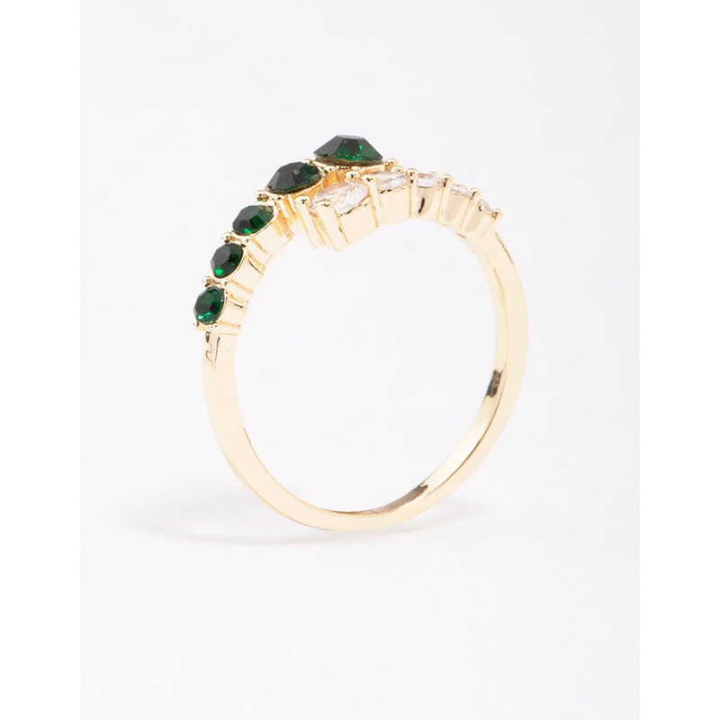 Gold Overlapping Cubic Zirconia Ring