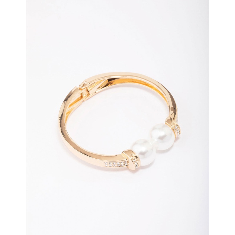 Gold Pearl Bold Wrist Cuff
