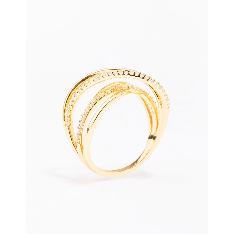 Gold Plated Thin Wrapped Cubic Zirconia Ring
