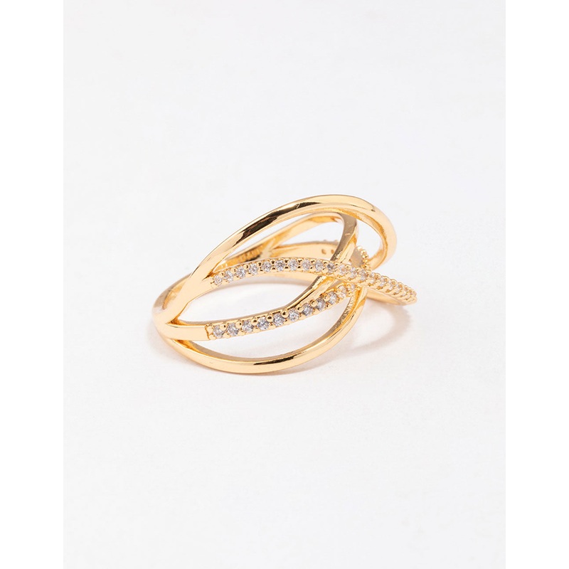 Gold Plated Thin Wrapped Cubic Zirconia Ring