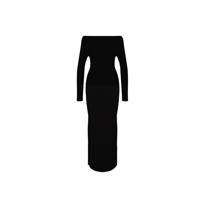 EMMA KNIT LONG SLEEVE DRESS BLACK
