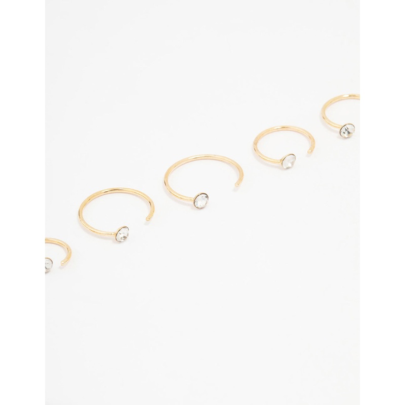Gold Plated Surgical Steel Diamante Faux Nose Piercing Pack